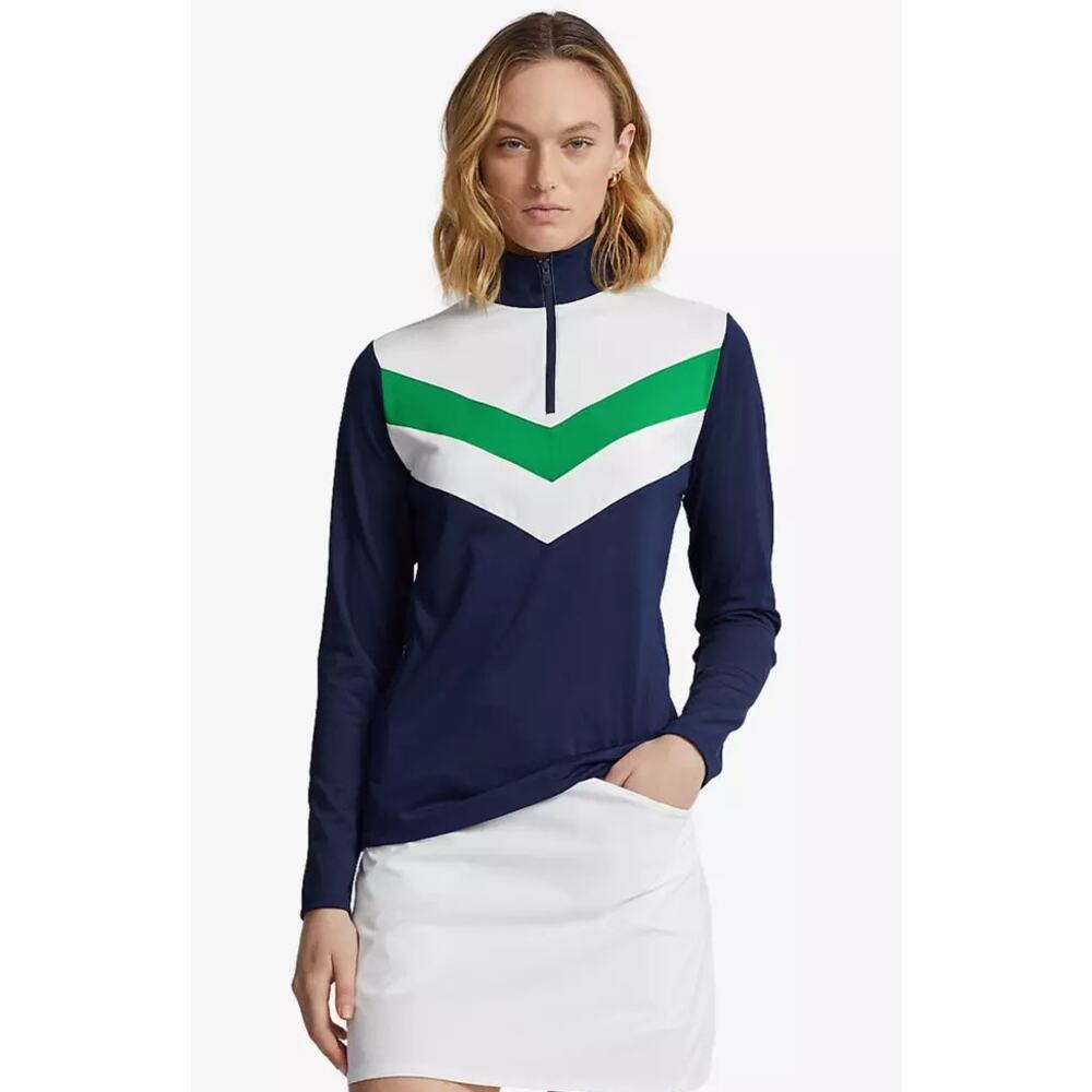 Ralph Lauren RLX Golf CHEVRON STRIPE Pullover in Green White Navy XS NWT $148